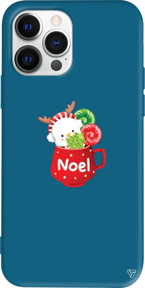 iPhone 15 Pro Max Uyumlu Lacivert Renkli Silikon A Cup Of Xmas 5 Telefon Kılıfı