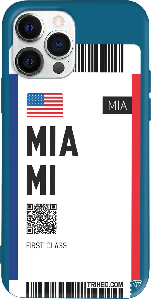 iPhone 15 Pro Max Uyumlu Lacivert Renkli Silikon Miami Bileti Telefon Kılıfı