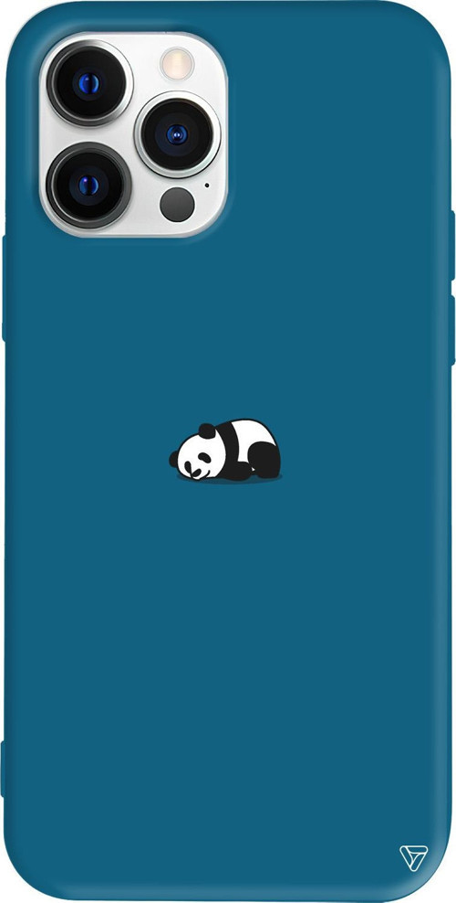 iPhone 15 Pro Max Uyumlu Lacivert Renkli Silikon Miskin Panda Telefon Kılıfı