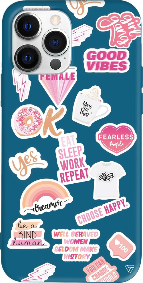 iPhone 15 Pro Max Uyumlu Lacivert Renkli Silikon Female Sticker Telefon Kılıfı