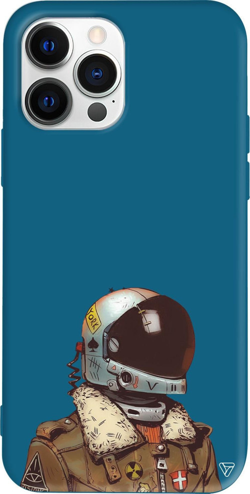 iPhone 15 Pro Max Uyumlu Lacivert Renkli Silikon Motorcycle Man (Motorcu) Telefon Kılıfı