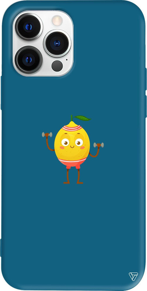 iPhone 15 Pro Max Uyumlu Lacivert Renkli Silikon Muscular Lemon Telefon Kılıfı