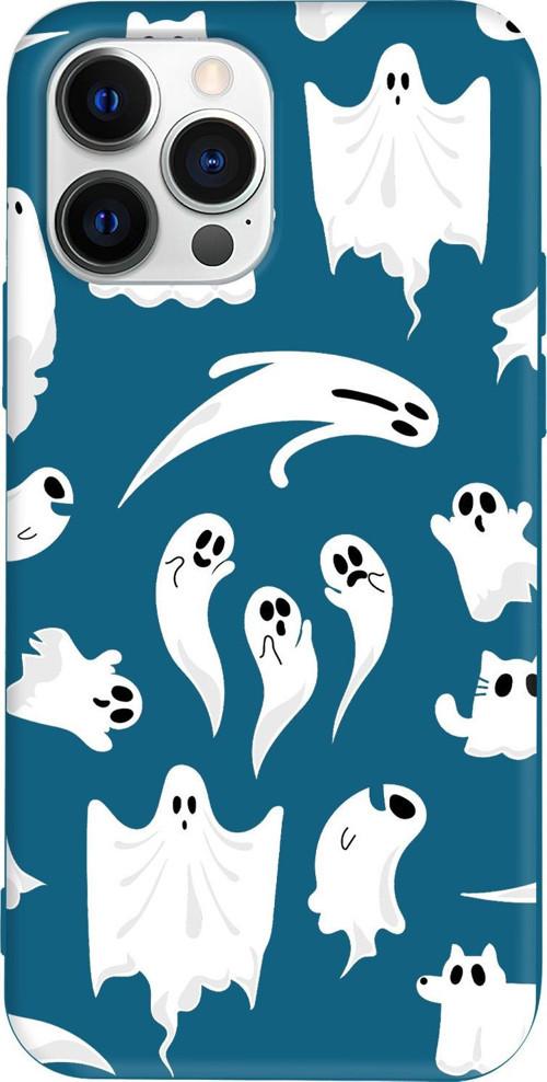 iPhone 15 Pro Max Uyumlu Lacivert Renkli Silikon Ghosts Are Everywhere! Telefon Kılıfı