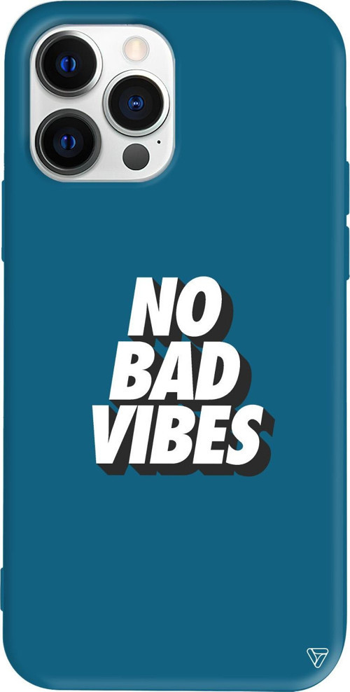 iPhone 15 Pro Max Uyumlu Lacivert Renkli Silikon No Bad Vibes Telefon Kılıfı