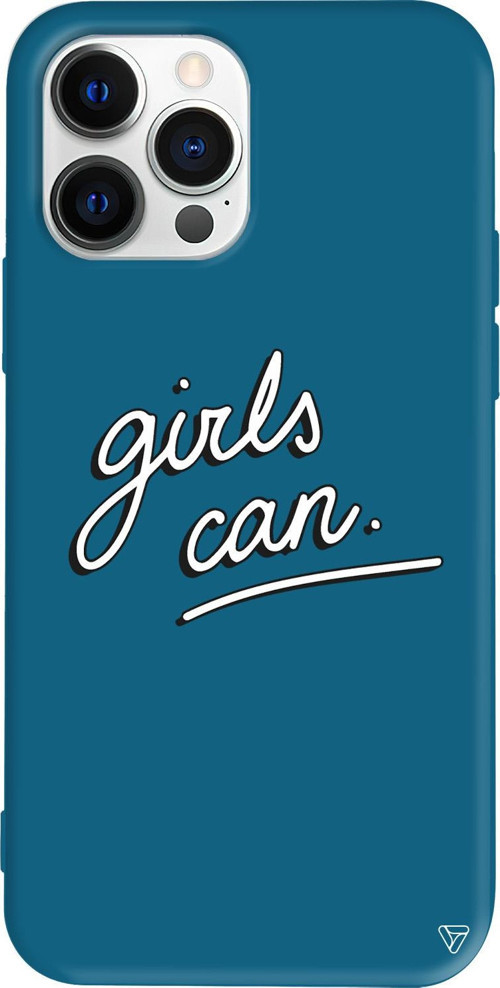 iPhone 15 Pro Max Uyumlu Lacivert Renkli Silikon Girls Can! Telefon Kılıfı