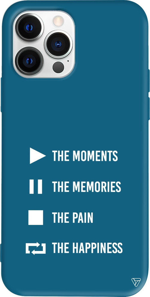 iPhone 15 Pro Max Uyumlu Lacivert Renkli Silikon Playlist Telefon Kılıfı