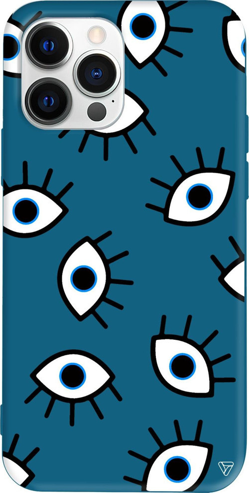iPhone 15 Pro Max Uyumlu Lacivert Renkli Silikon Random Eyes Telefon Kılıfı
