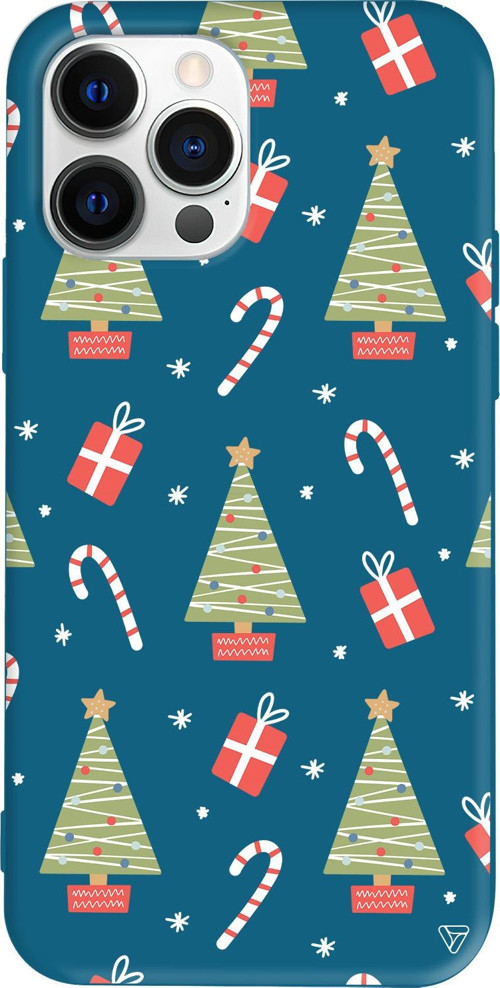 iPhone 15 Pro Max Uyumlu Lacivert Renkli Silikon Christmas Candy Telefon Kılıfı