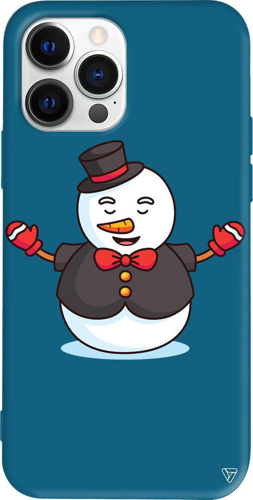 iPhone 15 Pro Max Uyumlu Lacivert Renkli Silikon Snowman In Suit Telefon Kılıfı
