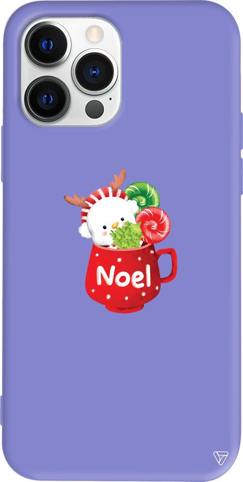 iPhone 15 Pro Max Uyumlu Lila Renkli Silikon A Cup Of Xmas 5 Telefon Kılıfı