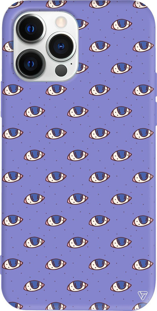 iPhone 15 Pro Max Uyumlu Lila Renkli Silikon Eyes On You Telefon Kılıfı