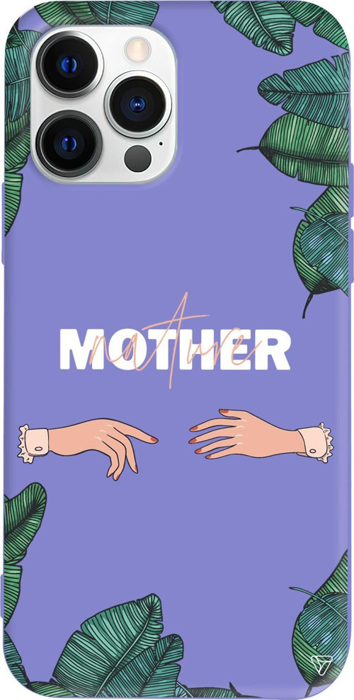 iPhone 15 Pro Max Uyumlu Lila Renkli Silikon Nature Mother Telefon Kılıfı
