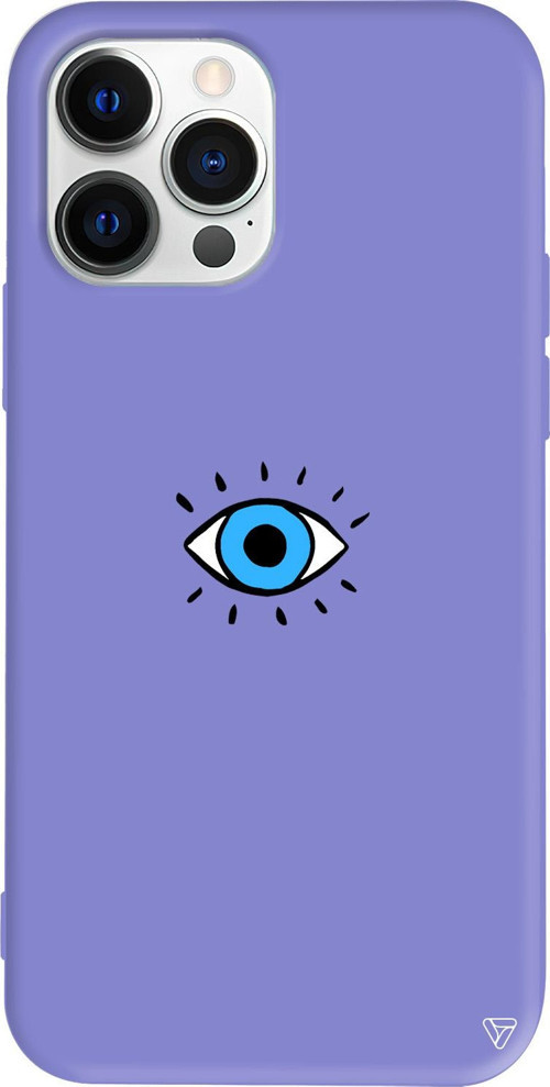 iPhone 15 Pro Max Uyumlu Lila Renkli Silikon One Eye Telefon Kılıfı