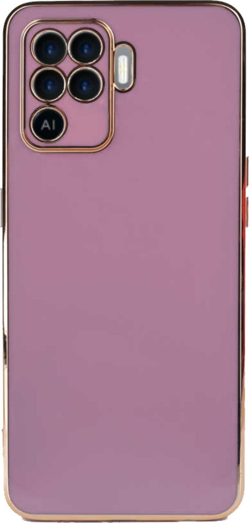 Oppo Reno 5 Lite Kapak Kamera Korumalı Lazer Kesim Lüx Silikon Kılıf - Mor