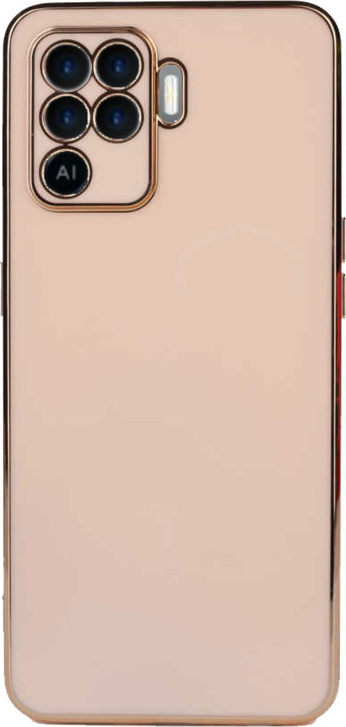 Oppo Reno 5 Lite Kapak Kamera Korumalı Lazer Kesim Lüx Silikon Kılıf - Rose Gold