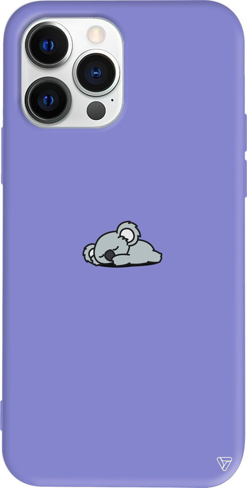 iPhone 15 Pro Max Uyumlu Lila Renkli Silikon Koala Telefon Kılıfı