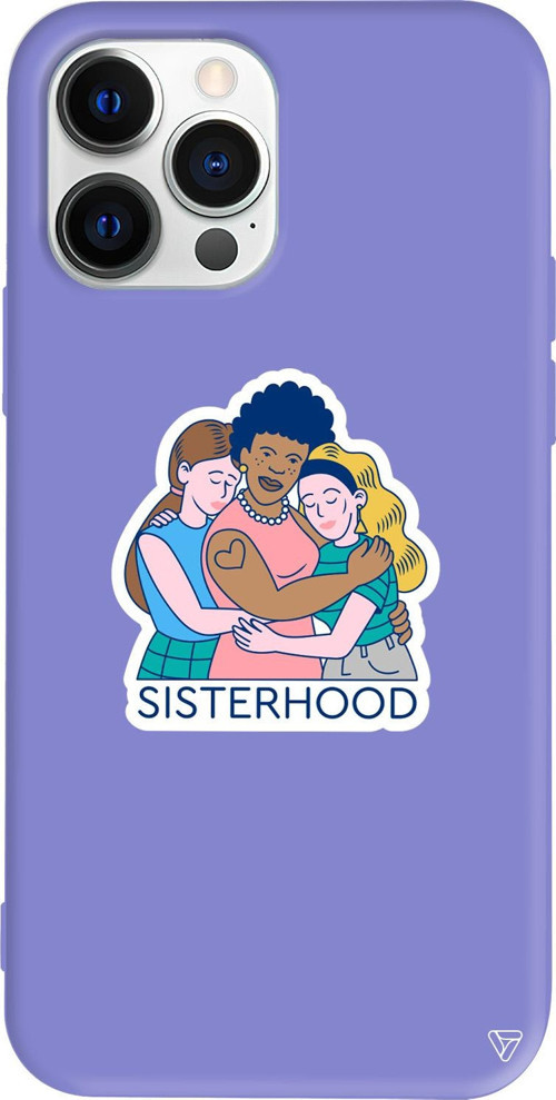 iPhone 15 Pro Max Uyumlu Lila Renkli Silikon Sisterhood Telefon Kılıfı