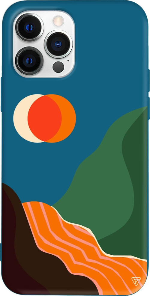 iPhone 15 Pro Max Uyumlu Lacivert Renkli Silikon Abstract Koleksiyonu Manzara Telefon Kılıfı