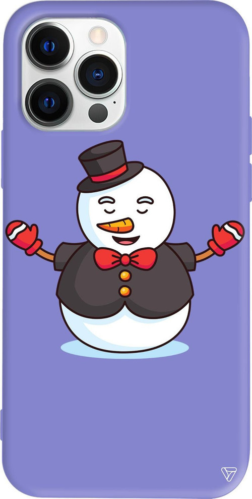 iPhone 15 Pro Max Uyumlu Lila Renkli Silikon Snowman In Suit Telefon Kılıfı