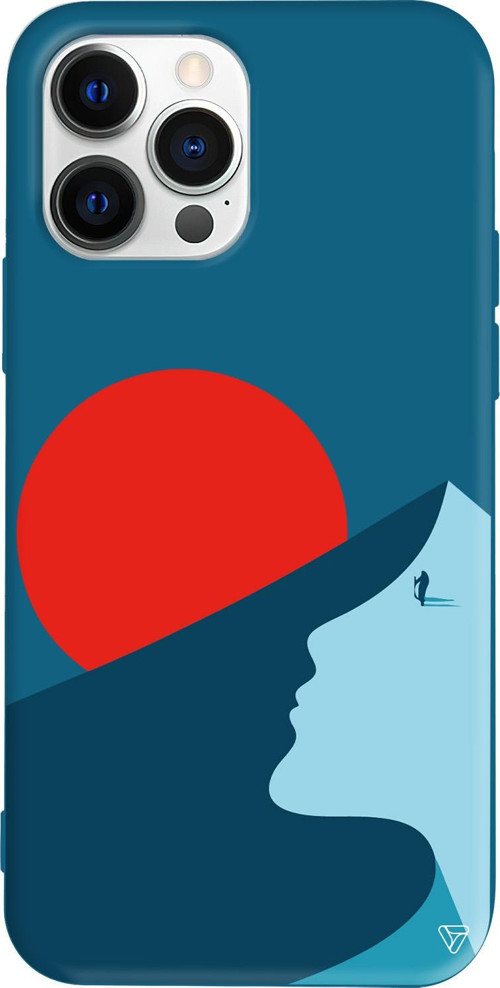 iPhone 15 Pro Max Uyumlu Lacivert Renkli Silikon Abstract Koleksiyonu Negative Space Telefon Kılıfı