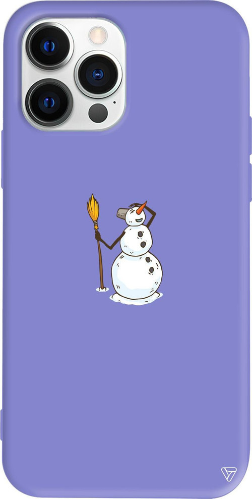 iPhone 15 Pro Max Uyumlu Lila Renkli Silikon Snowman Looking Around Uyumlu Telefon Kılıfı