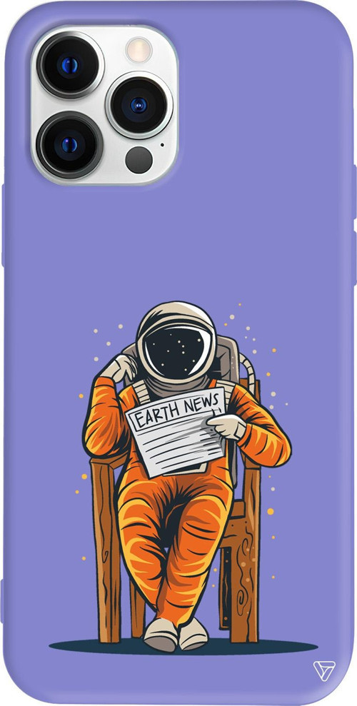 iPhone 15 Pro Max Uyumlu Lila Renkli Silikon Earth News Telefon Kılıfı