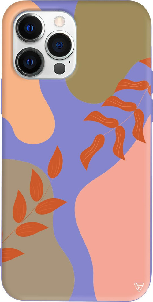 iPhone 15 Pro Max Uyumlu Lila Renkli Silikon Abstract Koleksiyonu Leaf Touch Telefon Kılıfı