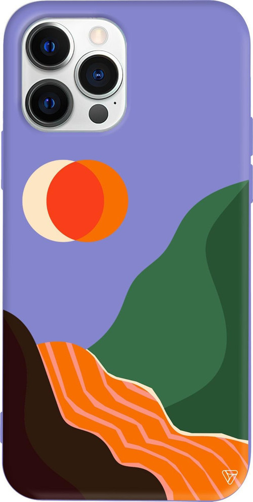 iPhone 15 Pro Max Uyumlu Lila Renkli Silikon Abstract Koleksiyonu Manzara Telefon Kılıfı