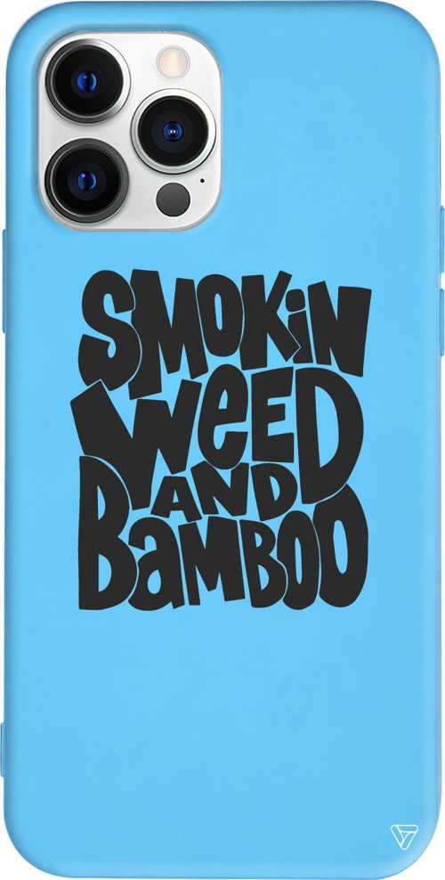 iPhone 15 Pro Max Uyumlu Mavi Renkli Silikon Smokin Weed Telefon Kılıfı
