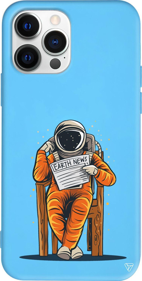 iPhone 15 Pro Max Uyumlu Mavi Renkli Silikon Earth News Telefon Kılıfı