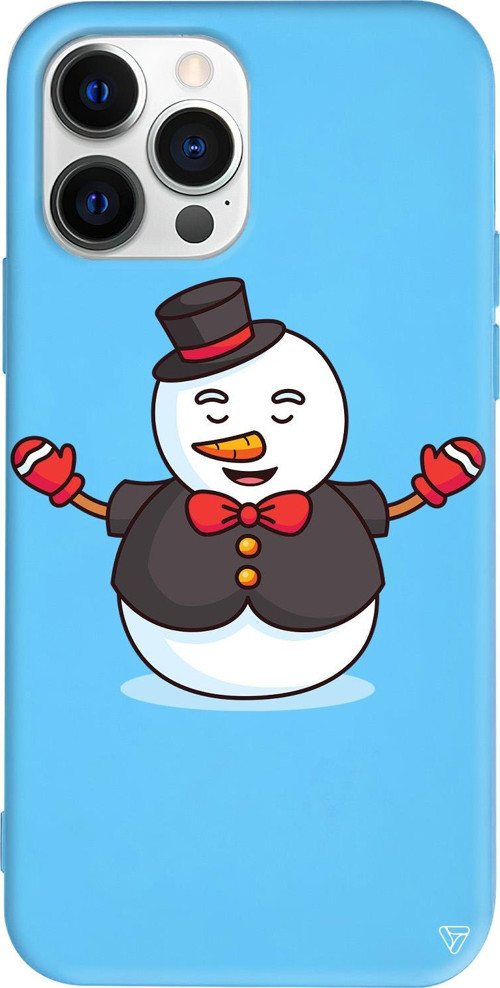 iPhone 15 Pro Max Uyumlu Mavi Renkli Silikon Snowman In Suit Telefon Kılıfı