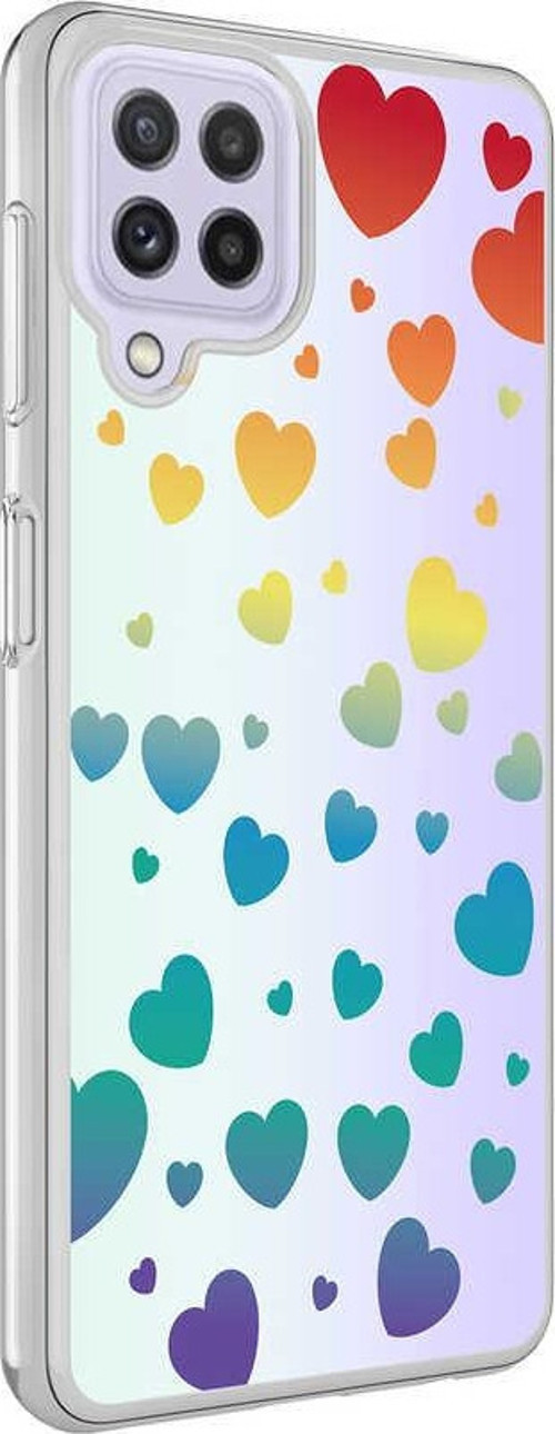 Samsung Galaxy M22 Kapak Kalp Desenli Fosforlu Silikon Kılıf