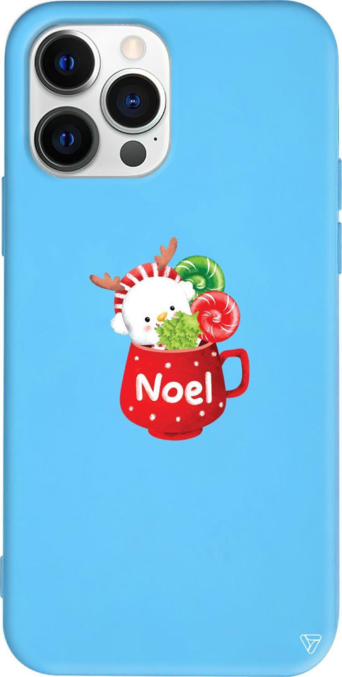 iPhone 15 Pro Max Uyumlu Mavi Renkli Silikon A Cup Of Xmas 5 Telefon Kılıfı
