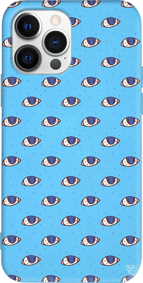 iPhone 15 Pro Max Uyumlu Mavi Renkli Silikon Eyes On You Telefon Kılıfı