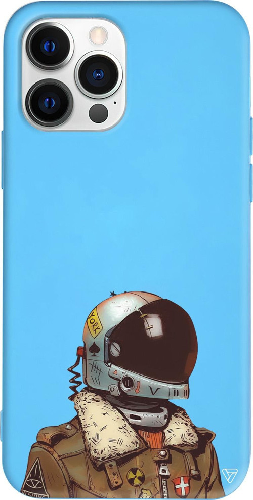 iPhone 15 Pro Max Uyumlu Mavi Renkli Silikon Motorcycle Man (Motorcu) Telefon Kılıfı
