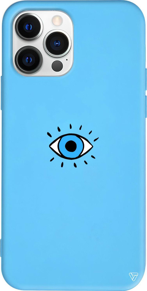 iPhone 15 Pro Max Uyumlu Mavi Renkli Silikon One Eye Telefon Kılıfı