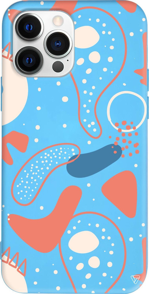 iPhone 15 Pro Max Uyumlu Mavi Renkli Silikon Abstract Koleksiyonu Bubble Telefon Kılıfı