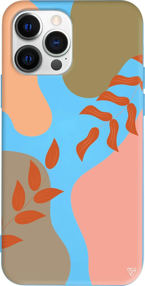 iPhone 15 Pro Max Uyumlu Mavi Renkli Silikon Abstract Koleksiyonu Leaf Touch Telefon Kılıfı