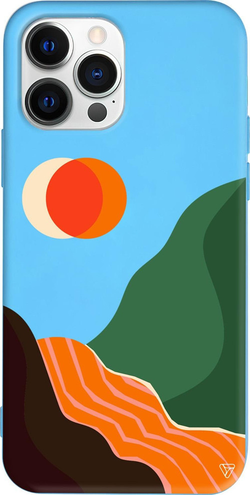 iPhone 15 Pro Max Uyumlu Mavi Renkli Silikon Abstract Koleksiyonu Manzara Telefon Kılıfı