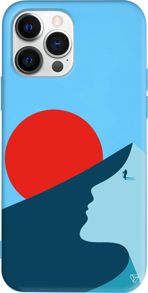 iPhone 15 Pro Max Uyumlu Mavi Renkli Silikon Abstract Koleksiyonu Negative Space Telefon Kılıfı