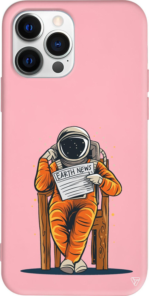 iPhone 15 Pro Max Uyumlu Pembe Renkli Silikon Earth News Telefon Kılıfı