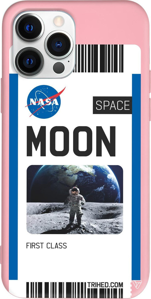 iPhone 15 Pro Max Uyumlu Pembe Renkli Silikon Moon Bileti Telefon Kılıfı