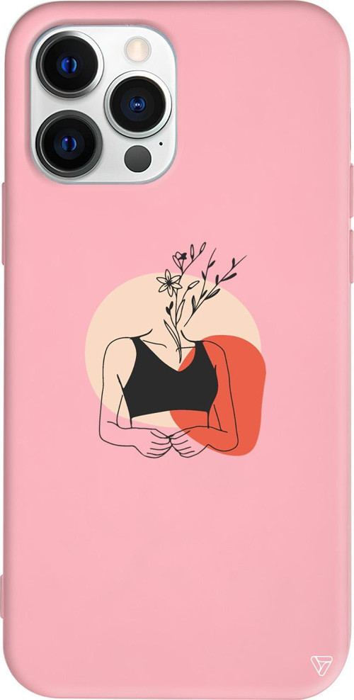 iPhone 15 Pro Max Uyumlu Pembe Renkli Silikon Flower Girl Telefon Kılıfı