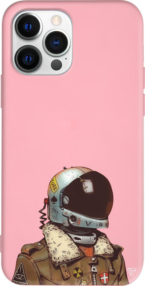 iPhone 15 Pro Max Uyumlu Pembe Renkli Silikon Motorcycle Man (Motorcu) Telefon Kılıfı