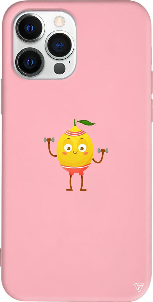 iPhone 15 Pro Max Uyumlu Pembe Renkli Silikon Muscular Lemon Telefon Kılıfı