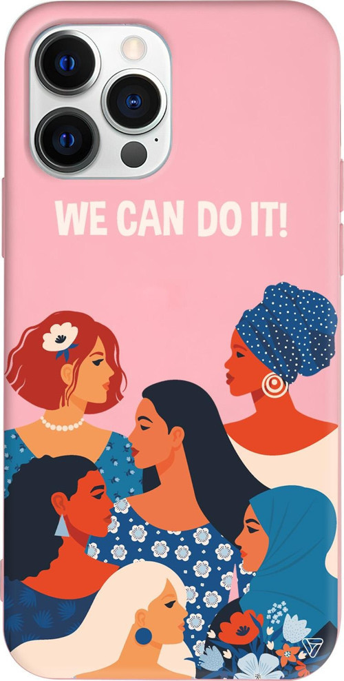 iPhone 15 Pro Max Uyumlu Pembe Renkli Silikon We Can Do It! 2 Telefon Kılıfı