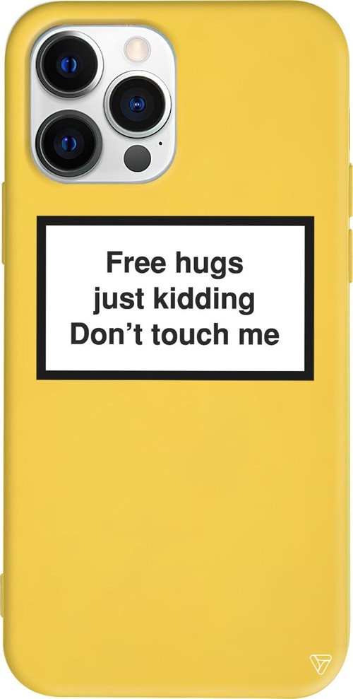 iPhone 15 Pro Max Uyumlu Sarı Renkli Free Hgs Just Kidding, Me Don't Touch Me. Telefon Kılıfı