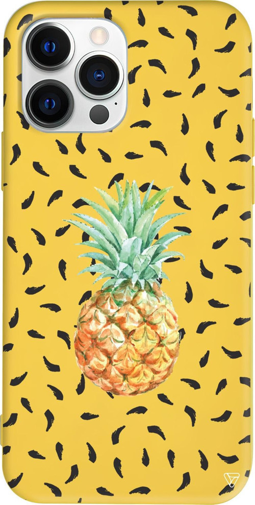 iPhone 15 Pro Max Uyumlu Sarı Renkli Silikon Ananas Telefon Kılıfı