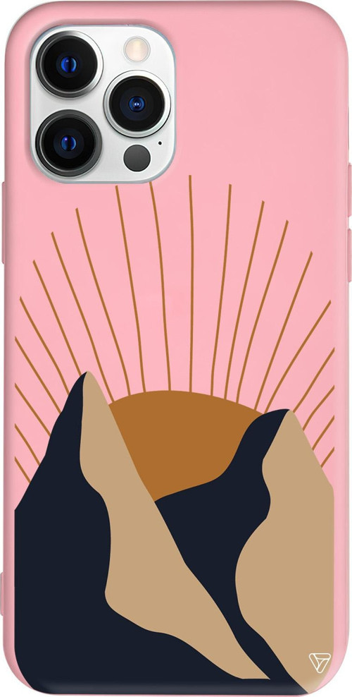iPhone 15 Pro Max Uyumlu Pembe Renkli Silikon Abstract Koleksiyonu Mountain Telefon Kılıfı
