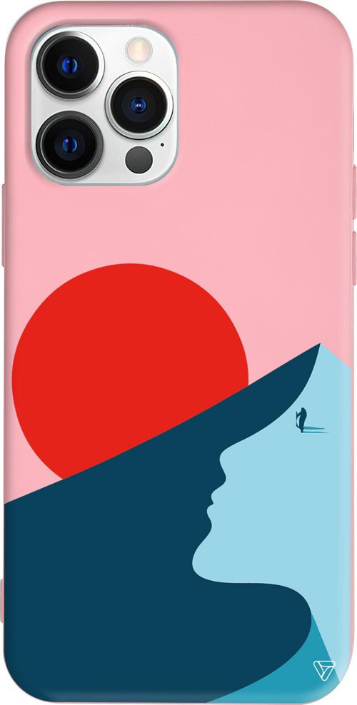 iPhone 15 Pro Max Uyumlu Pembe Renkli Silikon Abstract Koleksiyonu Negative Space Telefon Kılıfı